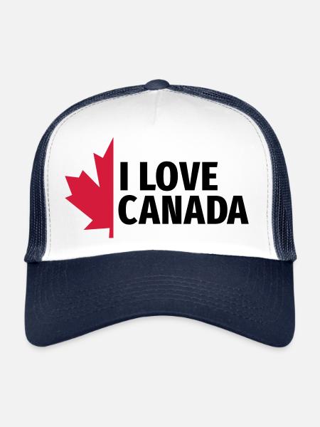 J'aime le Canada Maple Leaf Canada Vancouver Ottawa - Casquette trucker  - blanc/marine - Devant