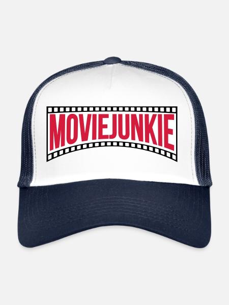 Les couleurs peuvent être modifiées | Accro au cinéma - Casquette trucker  - blanc/marine - Devant