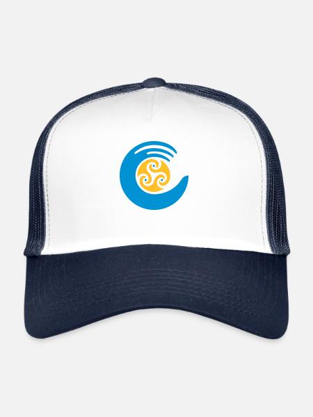 Soleil tribal & mer - Casquette trucker  - blanc/marine - Devant
