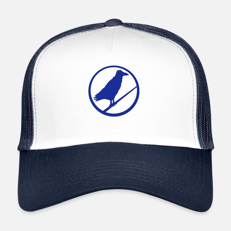 Rabe sitzen verboten Stange Seil Schild Hinweis - Trucker Cap - Weiß/Navy