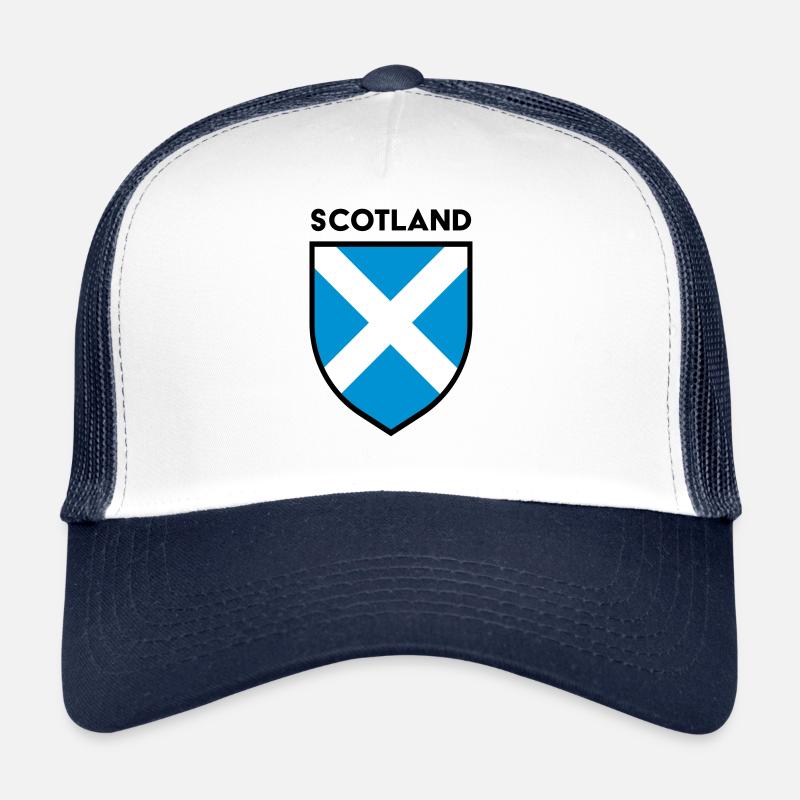 Bouclier de drapeau de Saltire d'Écosse (contour noir) Casquette trucker 