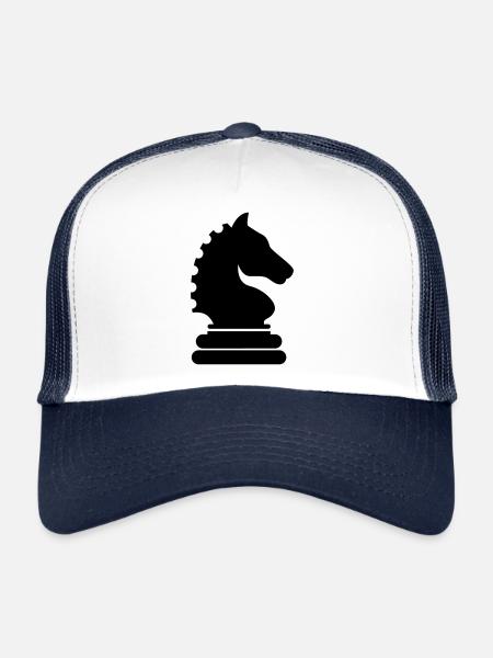 Pièce d’échecs de cheval - Casquette trucker  - blanc/marine - Devant
