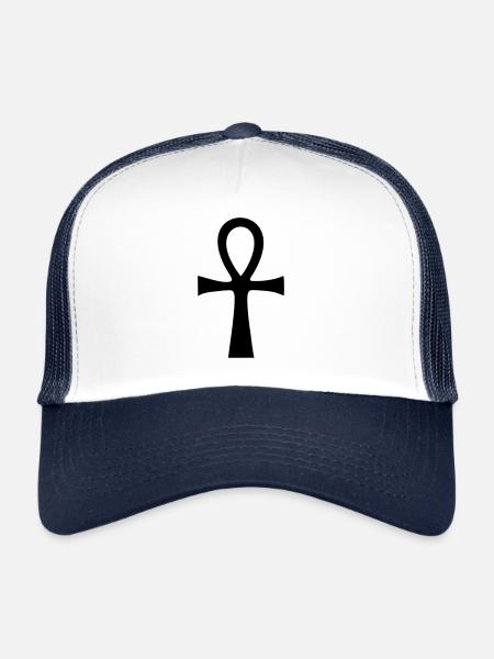 Ankh Egypte symbole - Casquette trucker  - blanc/marine - Devant