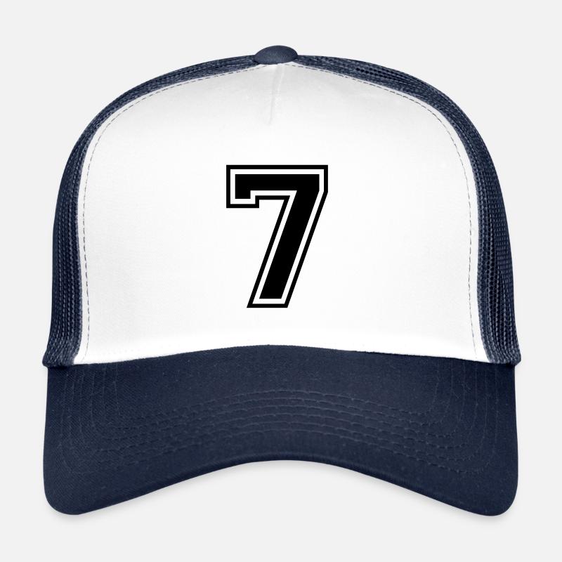 7 Nummer Sieben Ziffer Zahl Rückennummer Geschenk - Trucker Cap - Weiß/Navy