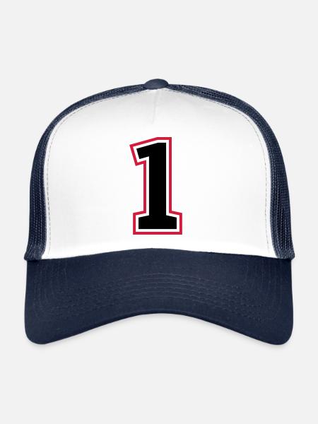 1 chiffre - Casquette trucker  - blanc/marine - Devant