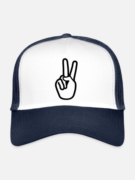 Hand Peace - Trucker Cap - white/navy - Front