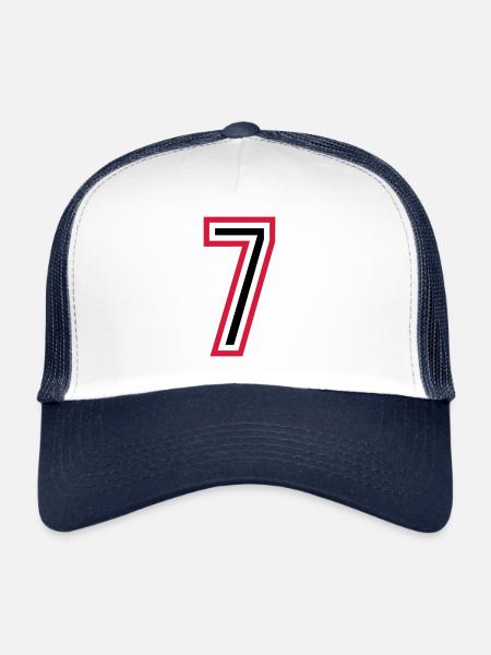 Maillot 7 Nombre d’années - Casquette trucker  - blanc/marine - Devant
