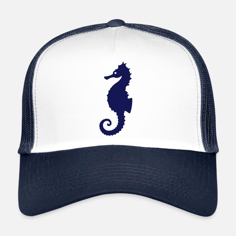 Logo de Seahorse - Casquette trucker  - blanc/marine
