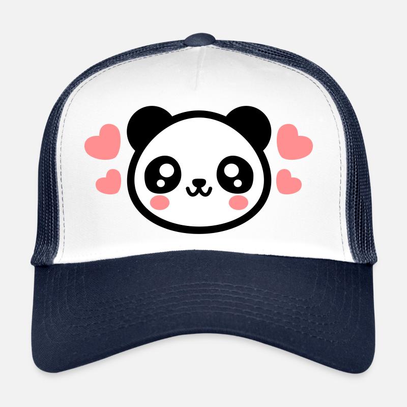 Loving Panda Face: Adorable Hearts - Trucker Cap - white/navy