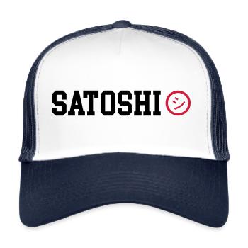 Satoshi Nakamoto BTC Bitcoin - Trucker Cap - Weiß/Navy - Vorne