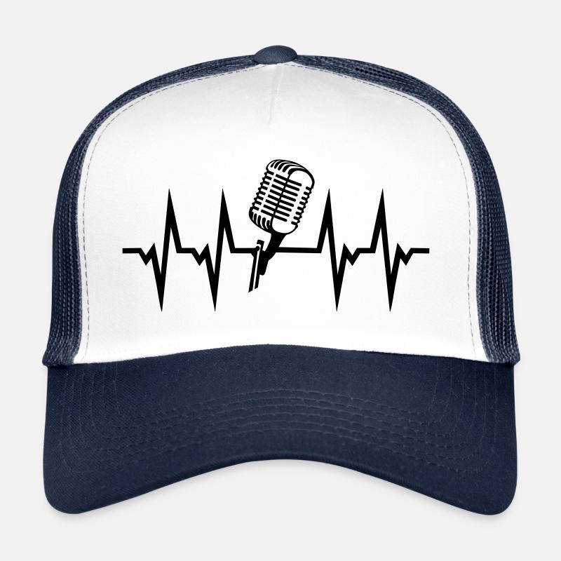 Microphone and heartbeat, singing, music Trucker Cap
