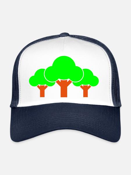 3 Trees Forest Forest Three Tree Plants Symbol - Trucker Cap - white/navy - Front
