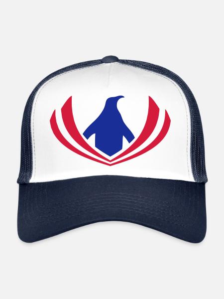 Pingouin Amour Armoiries Emblème Bannière Symbole Ailes - Casquette trucker  - blanc/marine - Devant