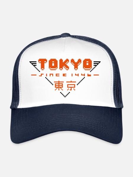 pixel tokyo - Trucker Cap - white/navy - Front