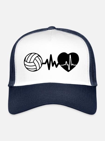 Le volley-ball, c’est la vie Battement de cœur pour le volley-ball - Casquette trucker  - blanc/marine - Devant