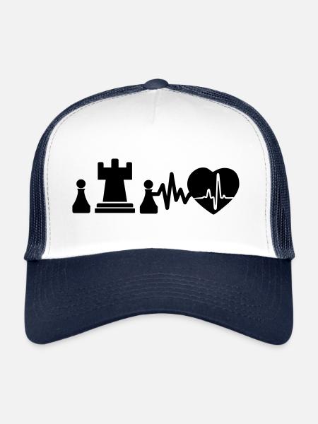 Les échecs sont un cadeau de battement de cœur pour les joueurs - Casquette trucker  - blanc/marine - Devant