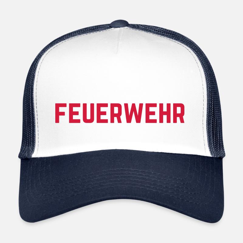 Schriftzug Feuerwehr - Trucker Cap - Weiß/Navy