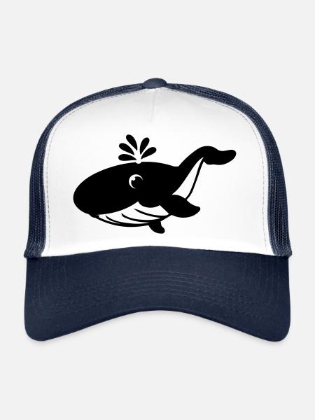 petite baleine douce avec Fontaine - Casquette trucker  - blanc/marine - Devant