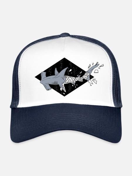 Geometric Hammerhead Shark - Trucker Cap - white/navy - Front