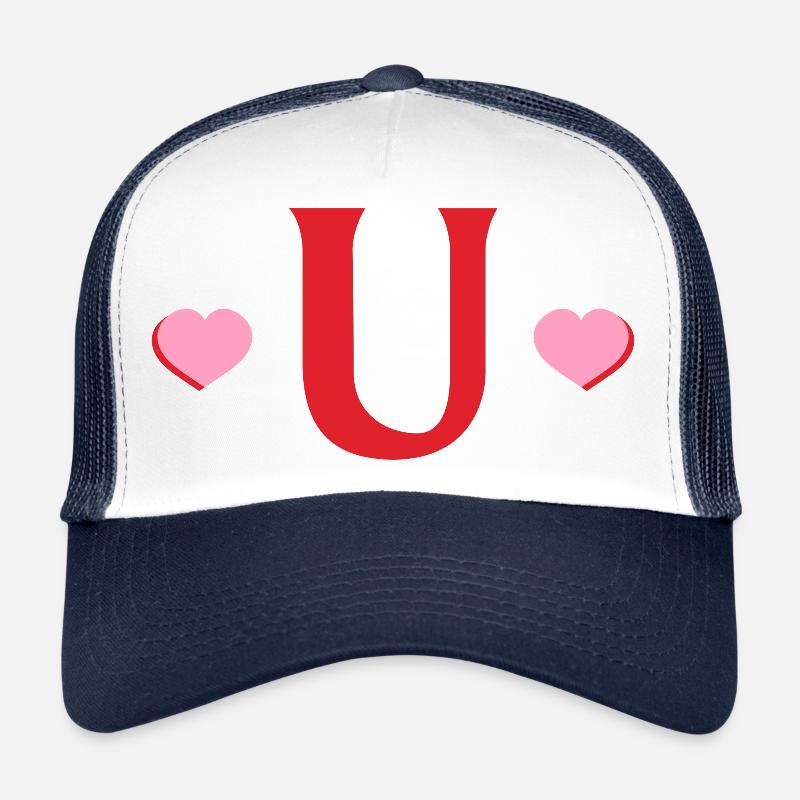 Letter u Red Hearts Trucker Cap