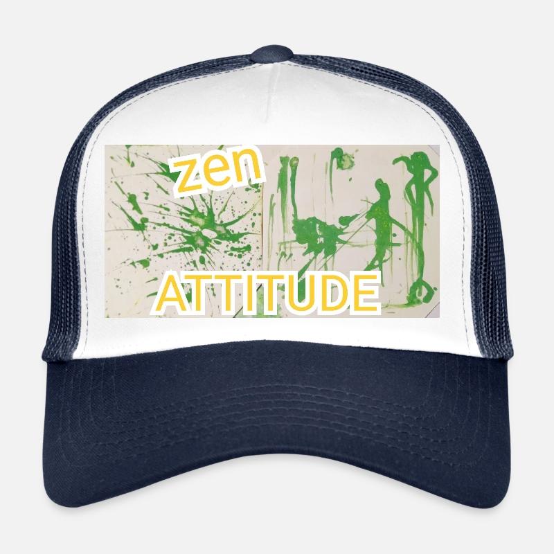 Peinture abstraite zen attitude, vert, bouddhisme Casquette trucker 