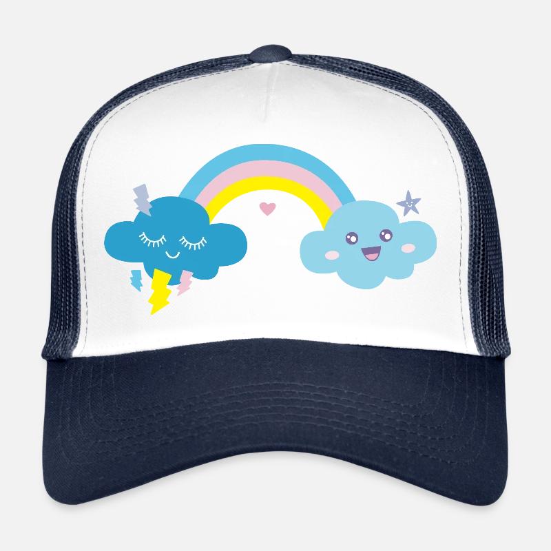 Kawaii Rainbow Cute Blue Clouds Trucker Cap