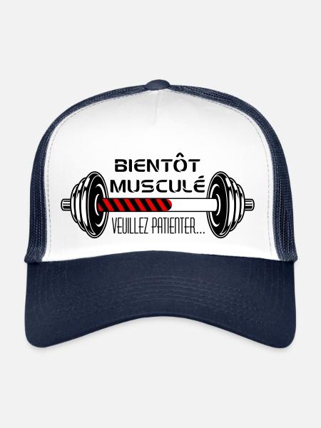 bientôt musclé - Casquette trucker  - blanc/marine - Devant