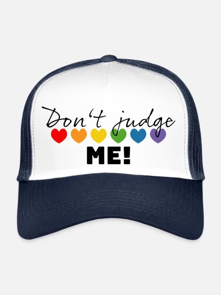 Cœur arc-en-ciel ne me juge pas noir - Casquette trucker  - blanc/marine - Devant