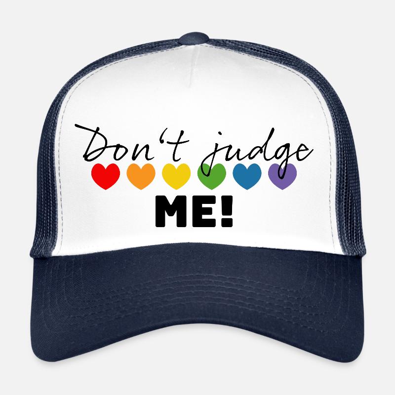 Regenbogenherzchen dont judge me schwarz Trucker Cap