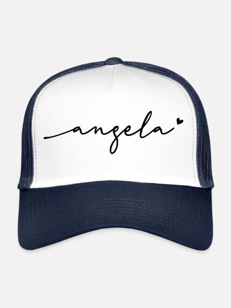 Angela Cursive Name - Trucker Cap - white/navy - Front