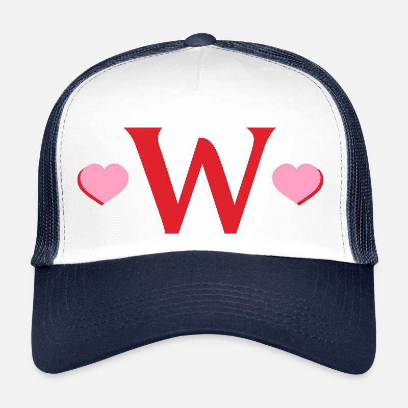 Letter w Red Hearts Trucker Cap
