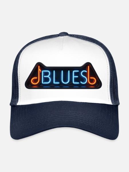 BLUES NEON – Klangbild - Trucker Cap - Weiß/Navy - Vorne