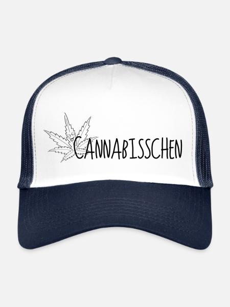 Cannabisschen Marihuana Weed - schwarz - Trucker Cap - Weiß/Navy