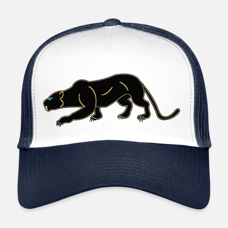 schwarzer Panther - Trucker Cap - Weiß/Navy