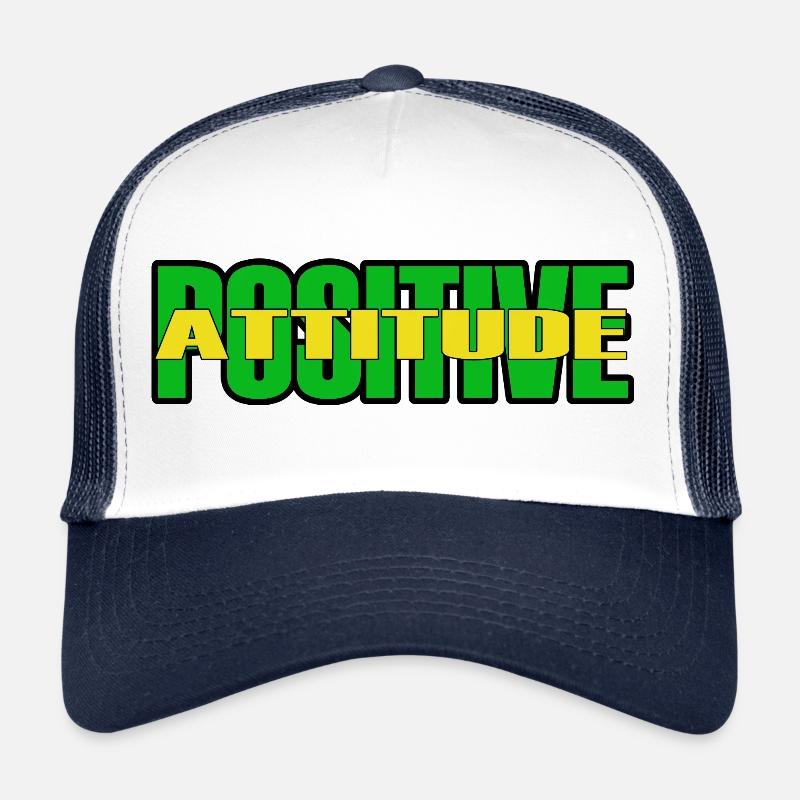 POSITIVE ATTITUDE-Green/Yellow Text Trucker Cap