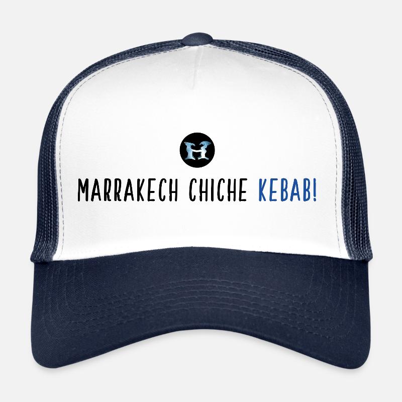 Marrakech Chiche Kebab - Logo - Schwarz Blau - Trucker Cap - Weiß/Navy