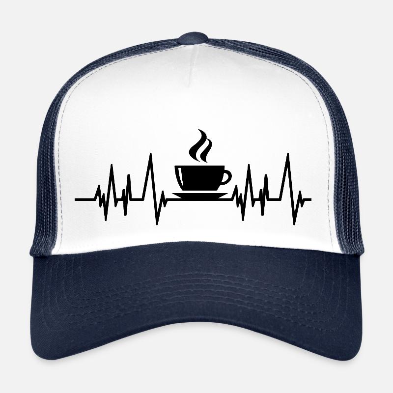 Cadeau drôle de battement de coeur de café ECG Casquette trucker 