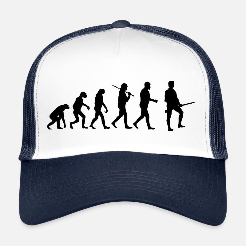 Evolution hunter hunting funny humor gift Trucker Cap