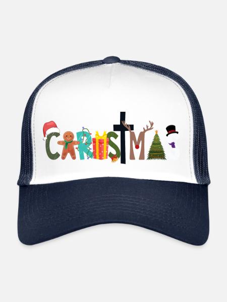 Noël moche - Casquette trucker  - blanc/marine - Devant