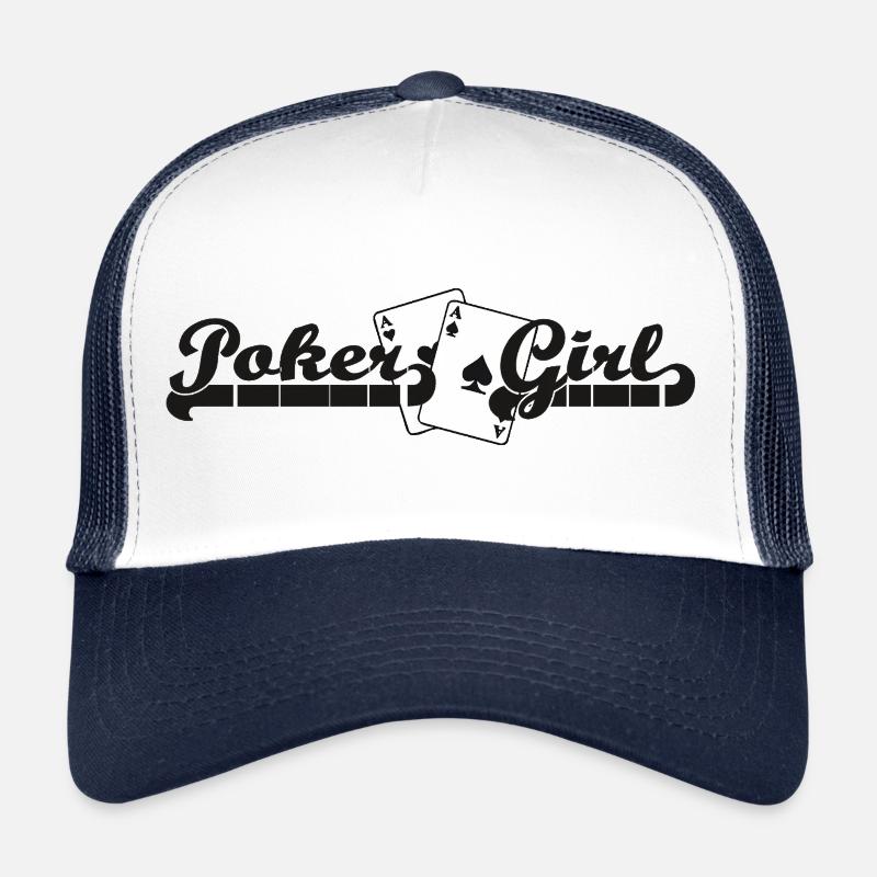 Frau beim Pokern - Trucker Cap - Weiß/Navy