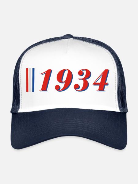 Année 1934 - Casquette trucker  - blanc/marine - Devant