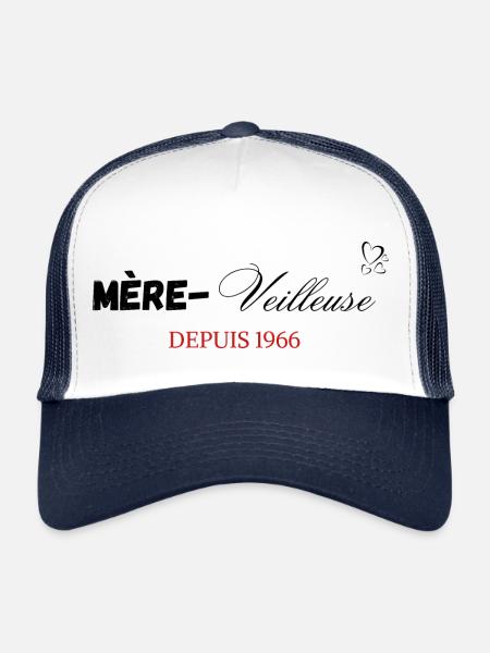 Mère veilleuse depuis 1966 - Casquette trucker  - blanc/marine - Devant