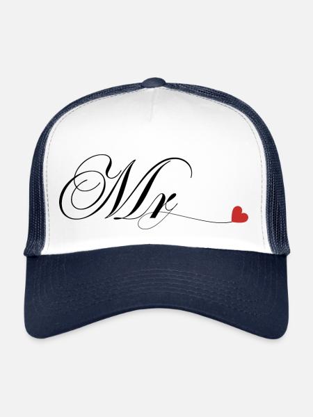 Matching couple T-shirt Mr and Mrs - Trucker Cap - white/navy - Front