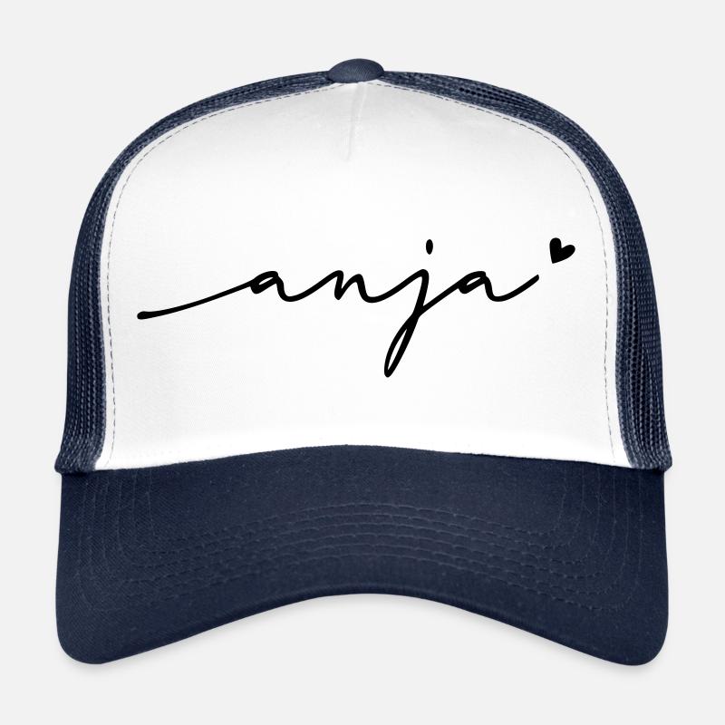 Anja Schreibschrift Name - Trucker Cap - Weiß/Navy