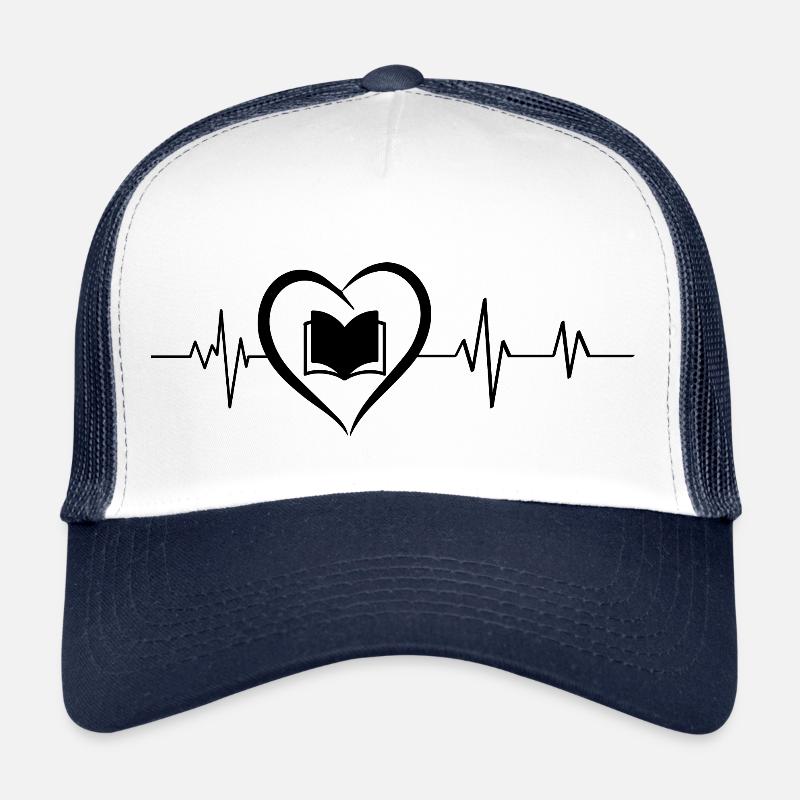 Herzschlag-Buch - Trucker Cap - Weiß/Navy