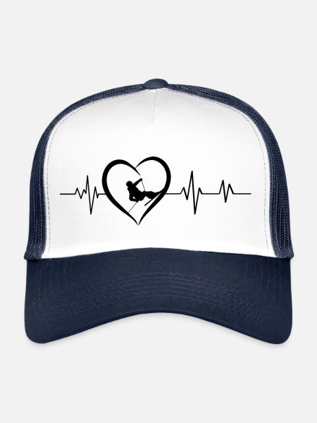 battement de cœur skieur - Casquette trucker  - blanc/marine - Devant