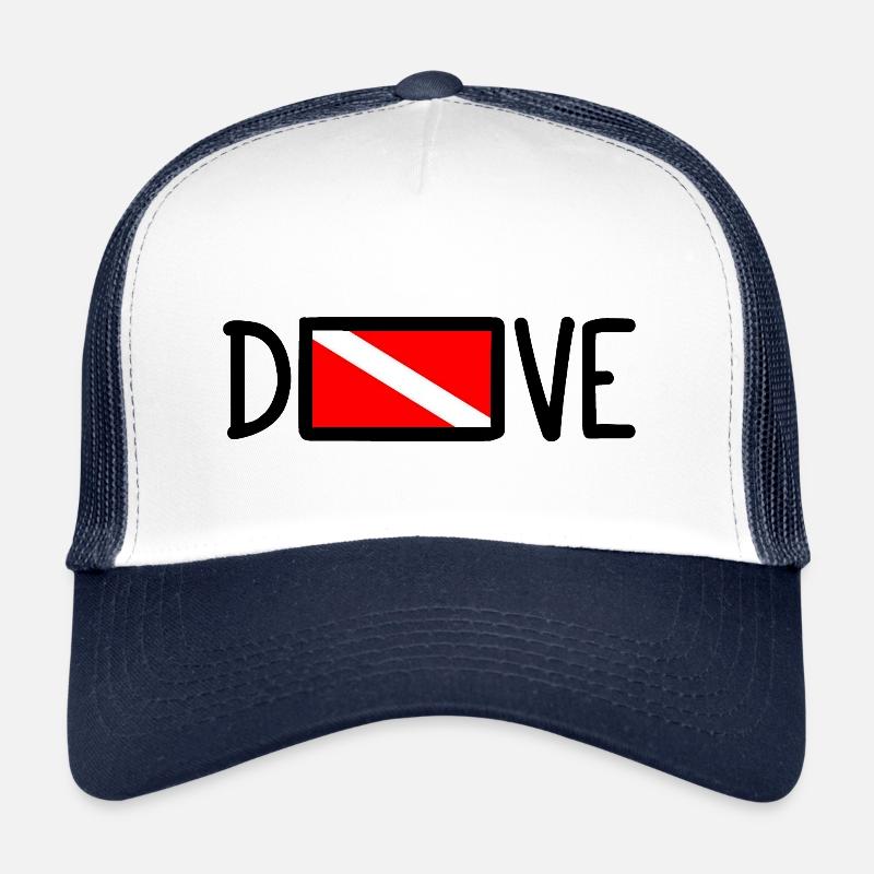 Dive Diver Down Flag Scuba Diving Taucher Tauchen - Trucker Cap - Weiß/Navy