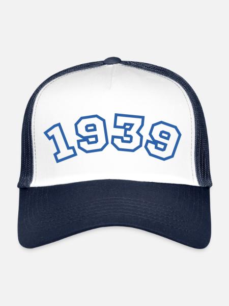 1939 bleu sport - Casquette trucker  - blanc/marine - Devant