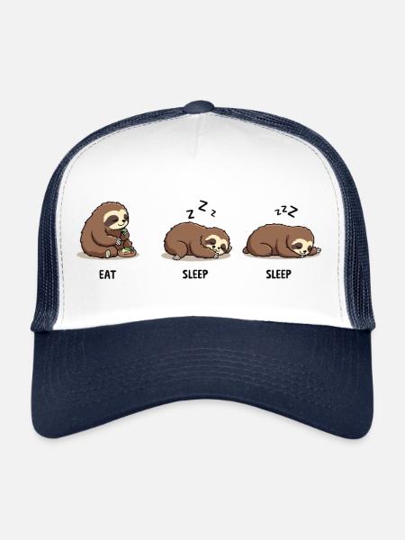 Paresseux Manger Dormir Dormir - Casquette trucker  - blanc/marine - Devant