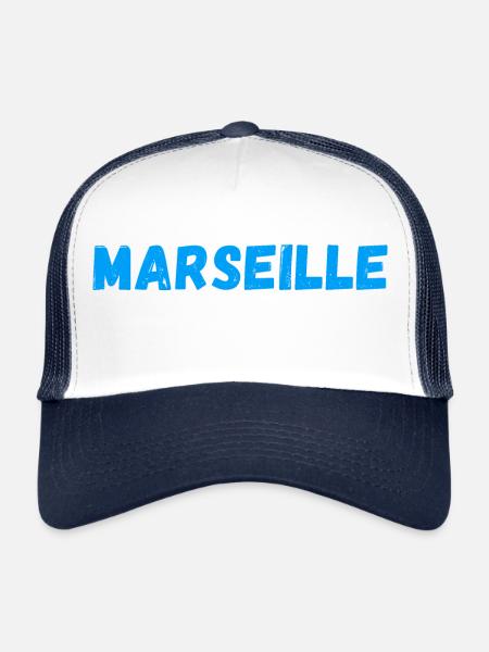 Marseille cité phocéenne - Casquette trucker  - blanc/marine - Devant